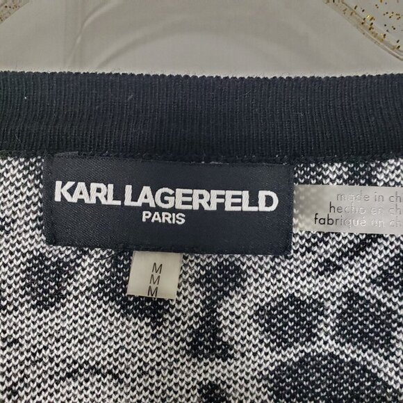 Karl Lagerfeld Floral Cardigan 3/4 Sleeves Knit Sweater Womens Size Medium - Picture 4 of 13